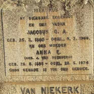 NIEKERK Jacobus C.A., van 1880-1966 &amp; Anna E.J. VAN RENSBURG 1886-1974