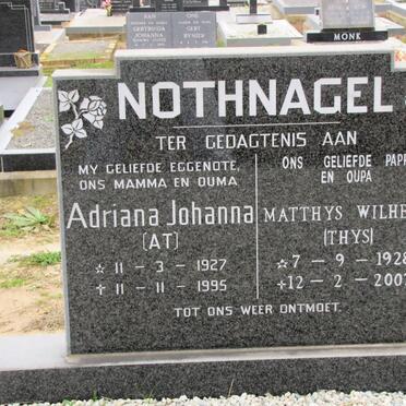 NOTHNAGEL Matthys Wilhelm 1928-2007 &amp; Adriana Johanna 1927-1995