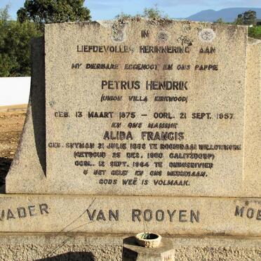 ROOYEN Petrus Hendrik, van 1875-1957 &amp; Alida Francis SNYMAN 1880-1964