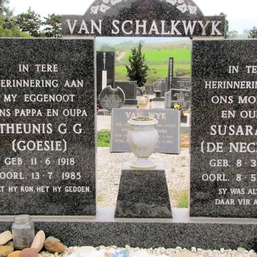 SCHALKWYK Theunis G.G., van 1918-1985 &amp; Susara C. DE NECKER 1926-2006 