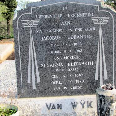 WYK Jacobus Johannes, van 1886-1962 &amp; Susanna Elizabeth RALL 1887-1970