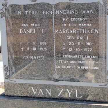 ZYL Daniel J., van 1906-1975 &amp; Magraretha C.W. RALL 1910-1972