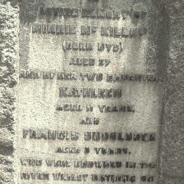 McKILLOP Minnie nee UYS -1922 :: McKILLOP Kathleen -1922 :: McKILLOP Francis Shoolbred -1922