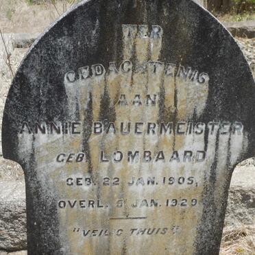 BAUERMEISTER Annie nee LOMBAARD 1905-1929