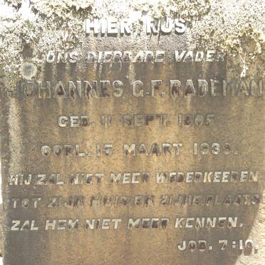 RADEMAN Johannes G.F. 1865-1939