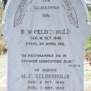 GELDENHUIJS B.W. 1846-1916 &amp; M.E. 1845-1936