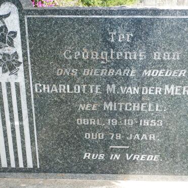 MERWE Charlotte M., van der nee MITCHELL -1953