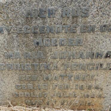PENGILLY Maria Johanna Christina nee MATTHEE 1884-1955