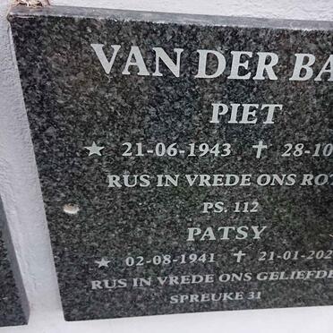 BANK Piet, van der 1943-2022 &amp; Patsy 1941-2021