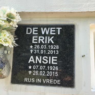 WET Erik, de 1928-2013 &amp; 1926-2015