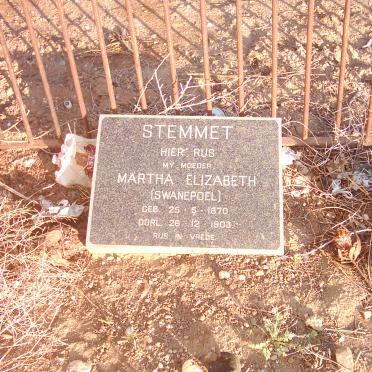 STEMMET Martha Elizabeth nee SWANEPOEL 1870-1903