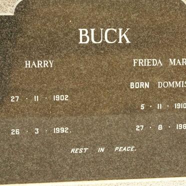 BUCK Harry 1902-1992 &amp; Frieda Marie DOMMISSE 1910-1967