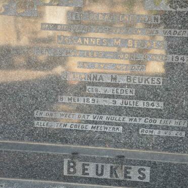BEUKES Johannes M. 1885-1942 &amp; Johanna M. V. EEDEN 1891-1943
