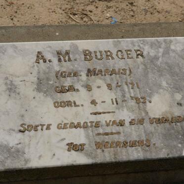 BURGER A.M. nee MARAIS 1871-1937