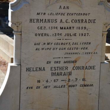 CONRADIE Hermanus A.C. 1859-1927 &amp; Helena Esther MARAIS 1867-1961