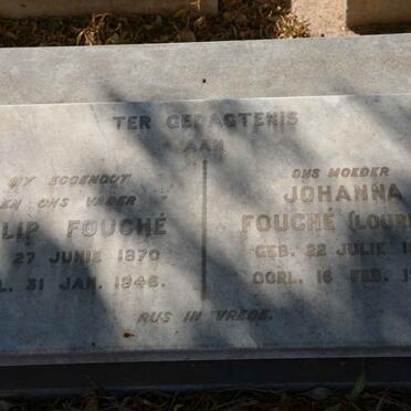 FOUCHÉ Philip 1870-1946 &amp; Johanna LOURENS 1871-1962