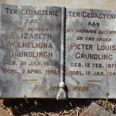 GRUNDLING Pieter Louis 1879-1940 &amp; Elizabeth Wilhelmina 1880-1961