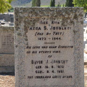 JOUBERT David J. 1873-19?1 &amp; Anna S. DU TOIT 1873-1944