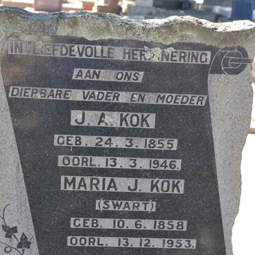 KOK J.A. 1855-1946 &amp; Maria J. SWART 1858-1953