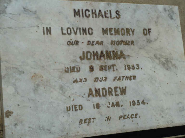 MICHAELS Andrew -19?4 &amp; Johanna -1953