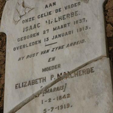 MALHERBE Isaac 1837-1915 &amp; Elizabeth P. MARAIS 1843-1919