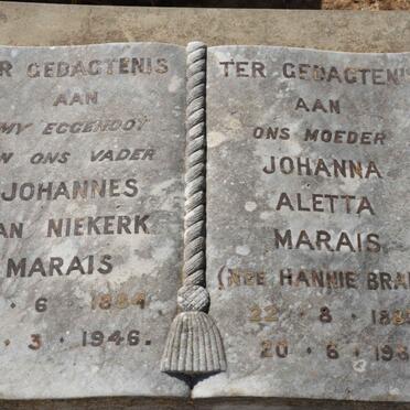 MARAIS Johannes van Niekerk 1884-1946 &amp; Johanna Aletta BRAND 1889-1966