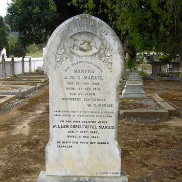 MARAIS Willem Christoffel 1847-1825 &amp; Maryna J.M.C. 1849-1916