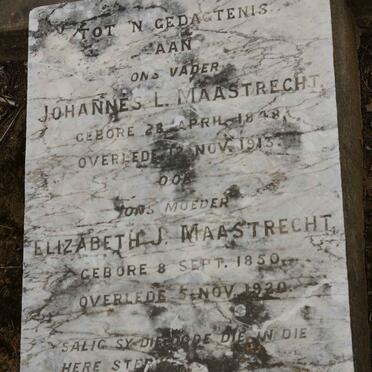 MAASTRECHT Johannes L. 1848-1913 &amp; Elizabeth J. 1850-1920