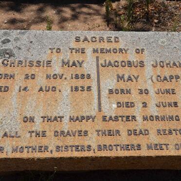 MAY Jacobus Johannes 1864-1951 &amp; Chrissie 1866-1935