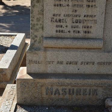 MASUREIK Carel Frederik 1849-1902 &amp; Herculena Gertruida BRUWER 1859-1942 :: MASUREIK Carel Lodewyk 1882-1891