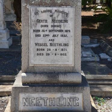NEETHLING Wessel 1871-1952 &amp; Gertie DURING 1875-1932 :: NEETHLING Ernest Hamilton 1900-1970 &amp; Grace MALHERBE 1900-1969