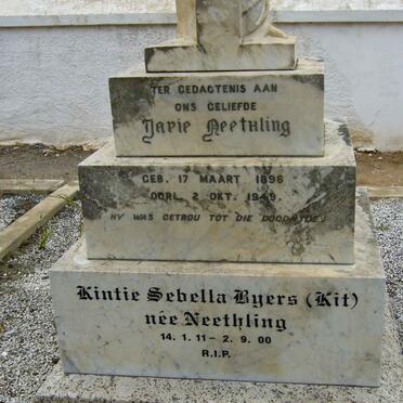 NEETHLING Japie 1896-1949 &amp; Kintie Sebella BEYERS NEETHLING 1811-1900