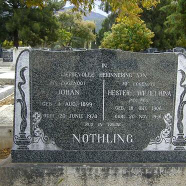 NÖTHLING Johan 1899-1978 &amp; Hester Wilhelmina NEL 1906-1956
