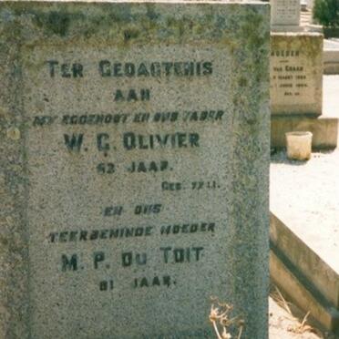 OLIVIER Willem Gerhardus 1888-1942 &amp; Maria Petronella DU TOIT voorheen OLIVIER nee OLIVIER 1890-1972