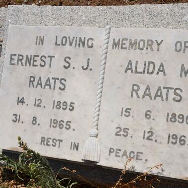 RAATS Ernest S.J. 1895-1965 &amp; Alida M. 1890-1965