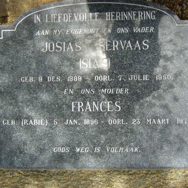 RABIE Josias Servaas 1889-1950 &amp; Frances RABIE 1896-1975