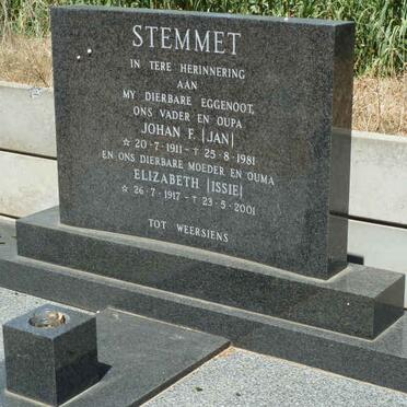 STEMMET Johan F. 1911-1981 &amp; Elizabeth 1917-2001