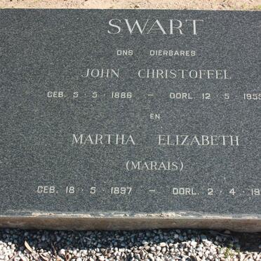 SWART John Christoffel 1886-1955 &amp; Martha Elizabeth MARAIS 1897-1972