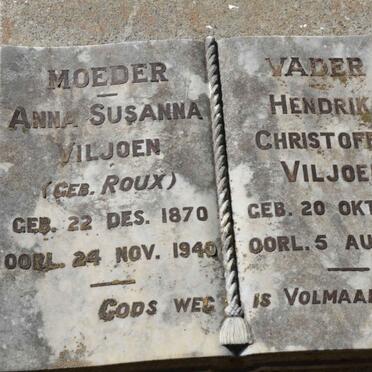 VILJOEN Hendrik Christoffel 1871-1941 &amp; Anna Susanna ROUX 1870-1940