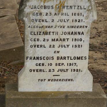 WENTZEL Jacobus J. 1881-1921 :: WENTZEL Elizabeth Johanna 1910-1921 :: WENTZEL Franscois Bartlomes 1917-1921