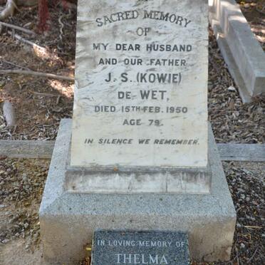 WET J.S., de -1950 :: DE WET Thelma 1909-1993