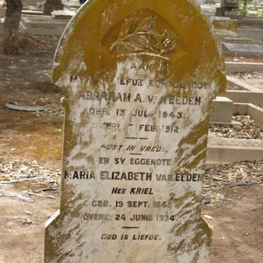 EEDEN Abraham A., van 1843-1912 &amp; Maria Elizabeth KRIEL 1845-1934
