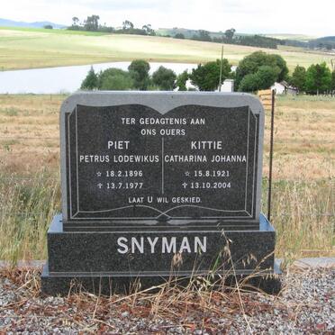 SNYMAN Petrus Lodewikus 1896-1977 &amp; Catharina Johanna 1921-2004