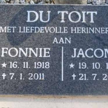 TOIT Fonnie, du 1918-2011 &amp; Jacomi 1924-2013