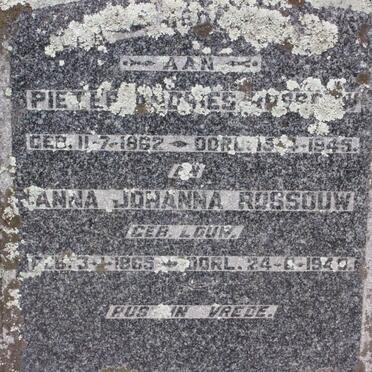 ROSSOUW Pieter Andries 1862-1945 &amp; Anna Johanna LOUW 1865-1940
