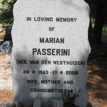 PASSERINI Marian nee VAN DER WESTHUIZEN 1943-2006