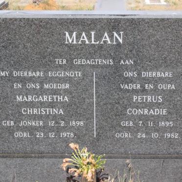 MALAN Petrus Conradie 1895-1982 &amp; Margaretha Christina JONKER 1898-1978