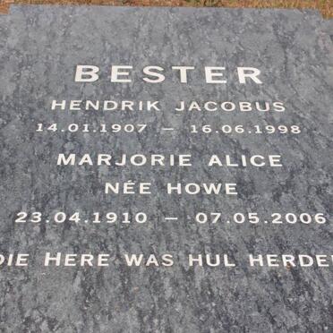 BESTER Hendrik Jacobus 1907-1998 &amp; Marjorie Alice HOWE 1910-2006