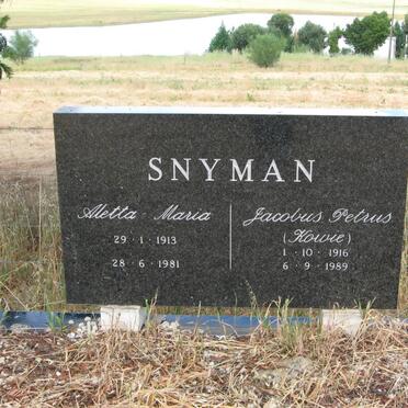 SNYMAN Jacobus Petrus 1916-1989 &amp; Aletta Maria 1913-1981