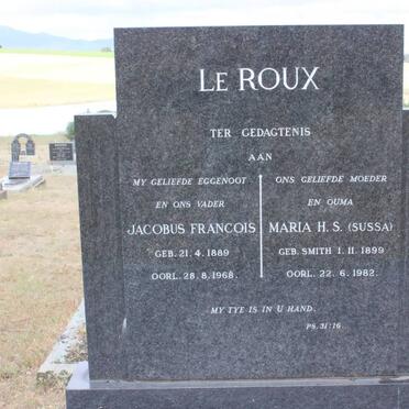ROUX Jacobus Francois, le 1889-1968 &amp; Maria H.S. SMITH 1899-1982